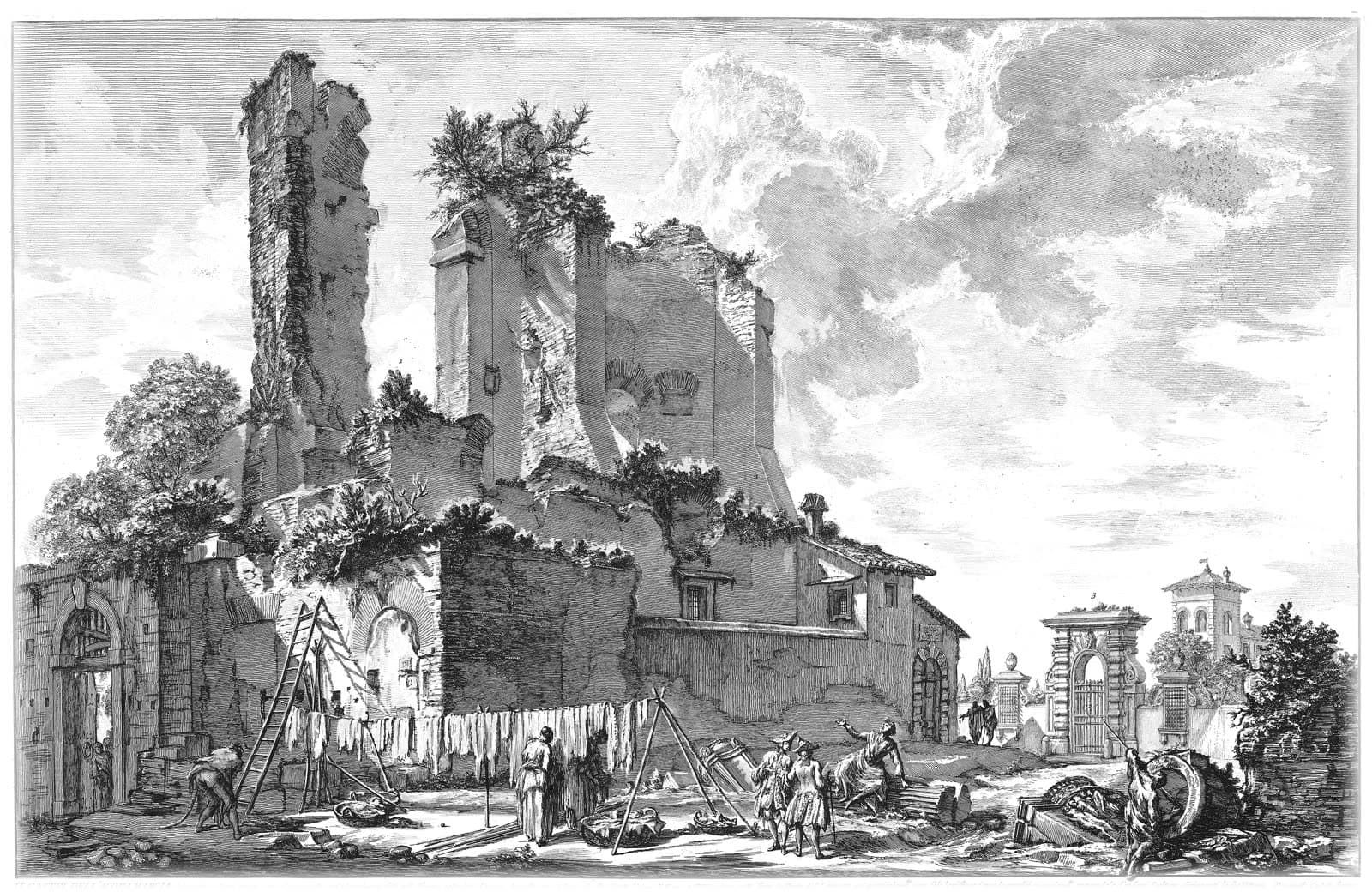 Cesariano engraving: water running through an aqueduct