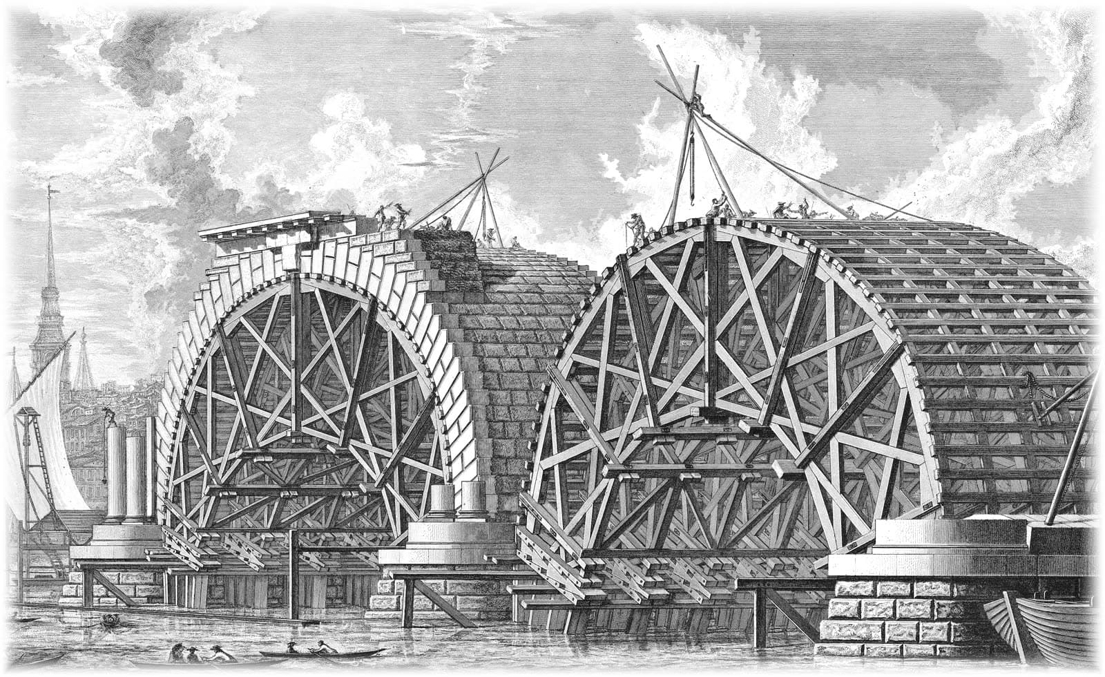 Piranesi engraving: the timber centring that holds an arch while it is built