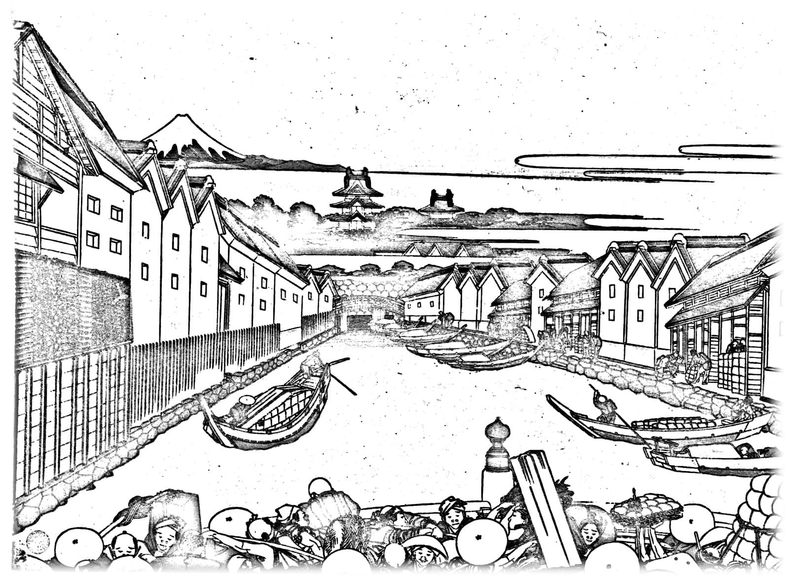 Hokusai print: Nihonbashi bridge in Edo