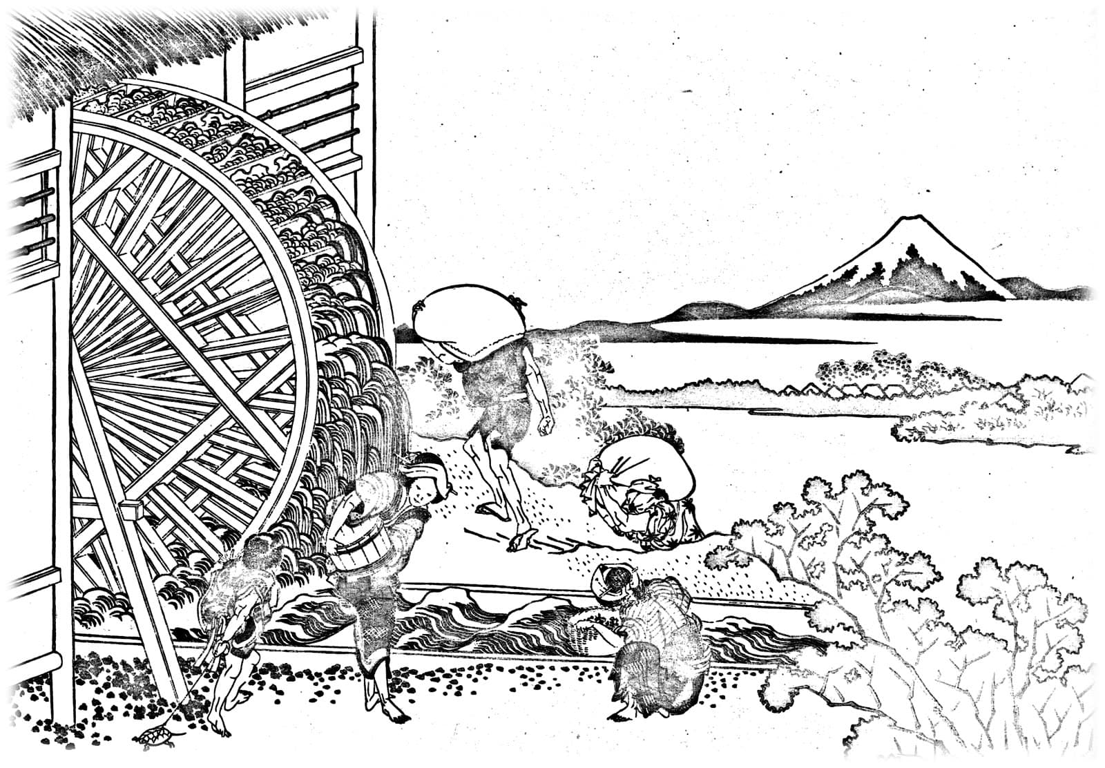 Hokusai, the waterwheel at Onden
